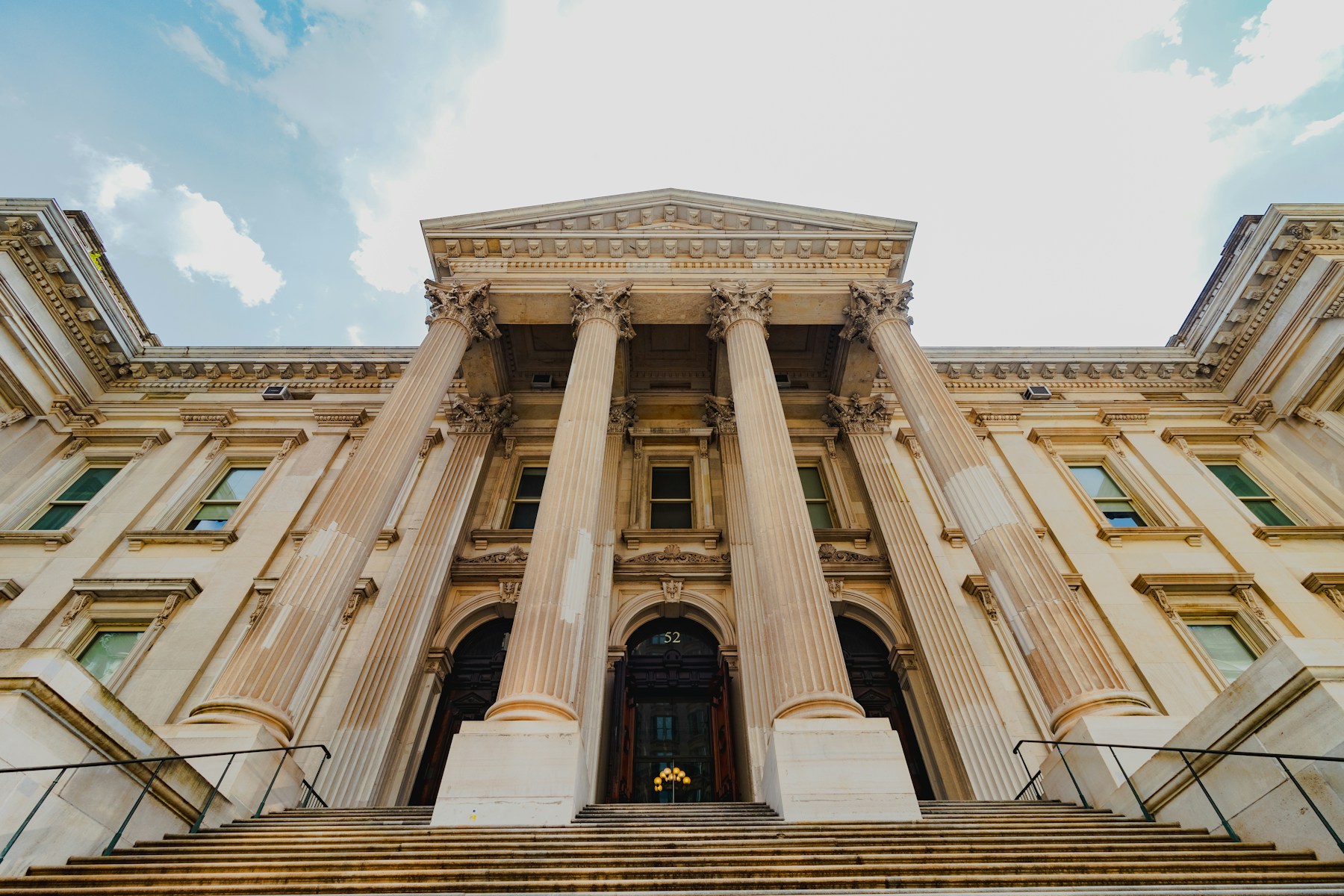 A civic building with a monumental columned entrance
