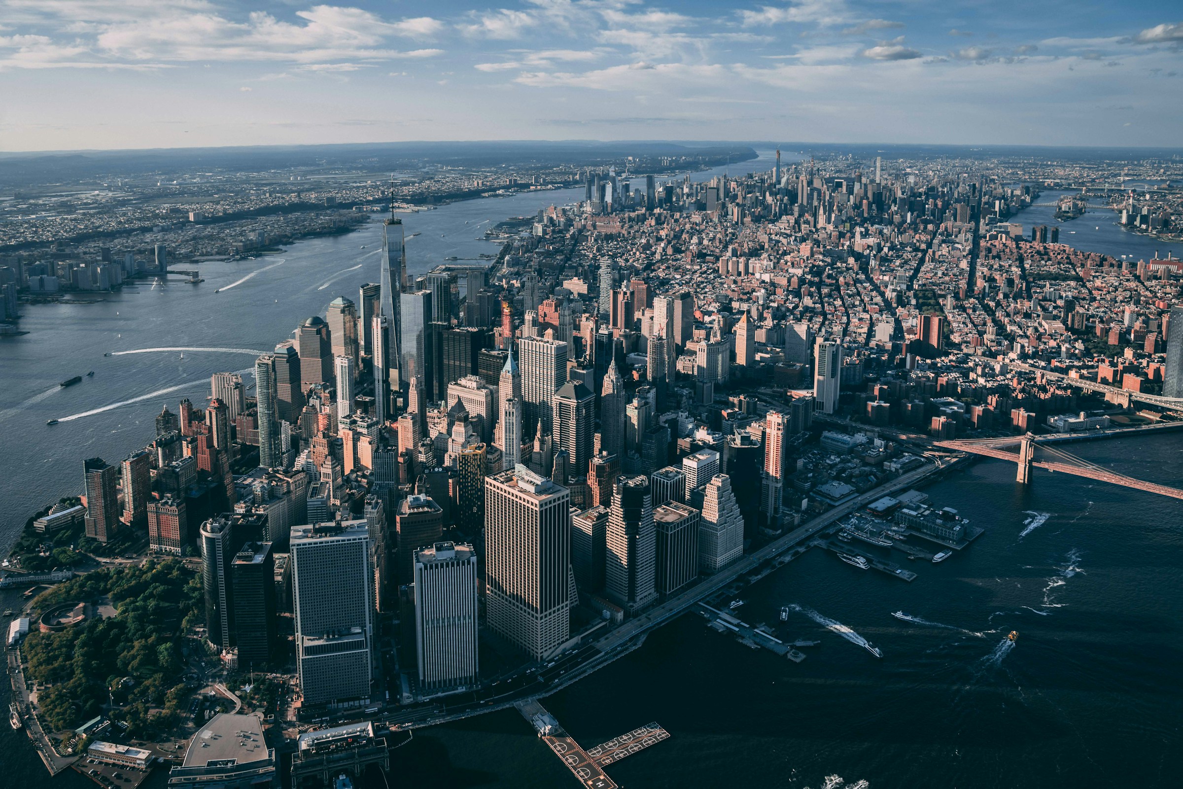 A city’s commercial property landscape viewed from above